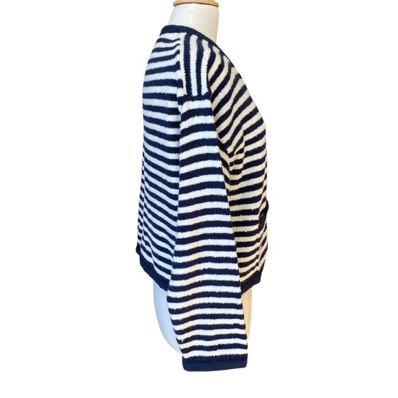 J Crew Nautical Striped Chenille Open Front Cardigan French Girl Coastal Peppy-M - Picture 8 of 16